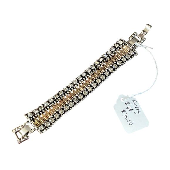 0052 NWT Stella & Dot Portia Bracelet w/Rhinestones Neoclassical Mid-Century - Picture 1 of 7